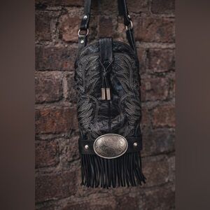 Vintage Nocona Boot Purse – Handmade Western Fringe Bag Unique 🖤